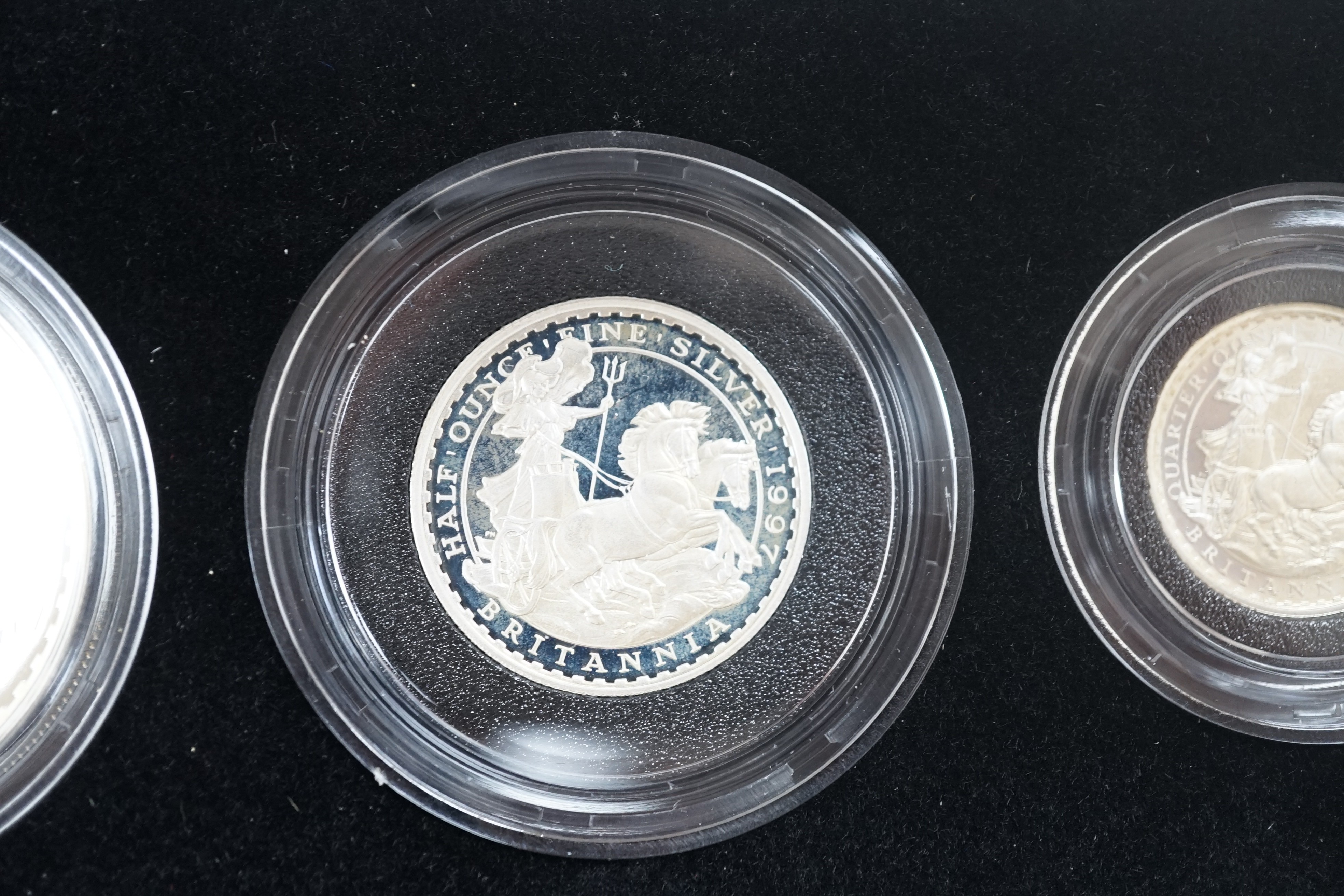 A cased Royal Mint UK Britannia silver proof four coin collection 1997